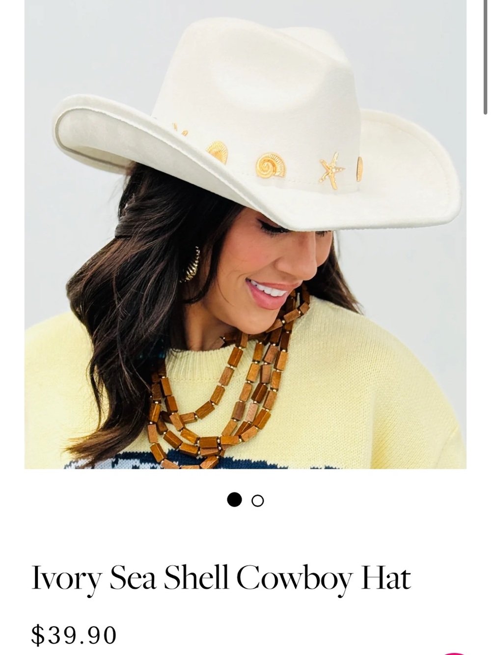 Ivory Sea Shell Cowboy Hat -